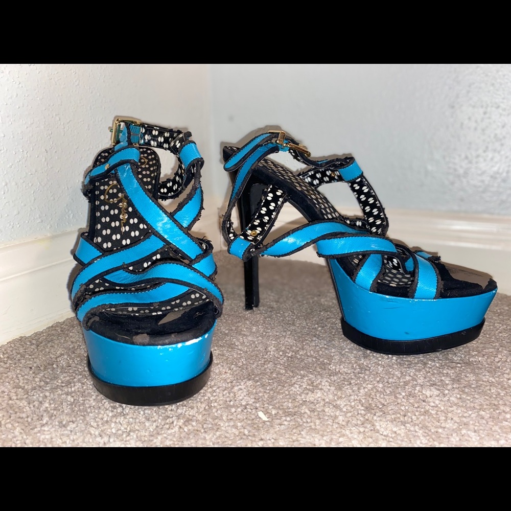 NEON BLUE PLATFORM HEELS